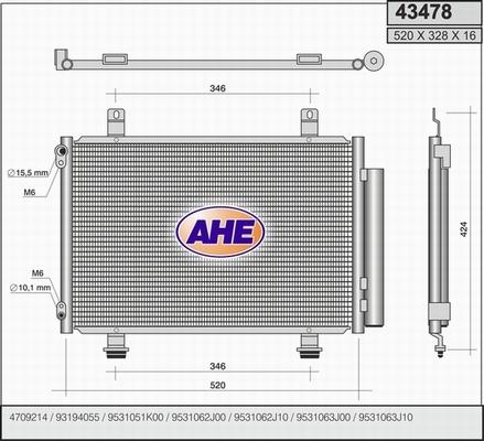 AHE 43478 - Condensatore, Climatizzatore autozon.pro