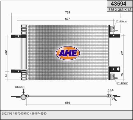 AHE 43594 - Condensatore, Climatizzatore autozon.pro