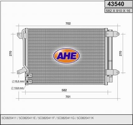 AHE 43540 - Condensatore, Climatizzatore autozon.pro