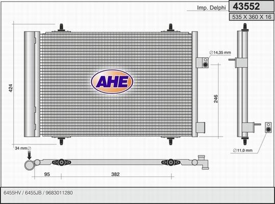 AHE 43552 - Condensatore, Climatizzatore autozon.pro