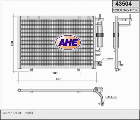 AHE 43504 - Condensatore, Climatizzatore autozon.pro