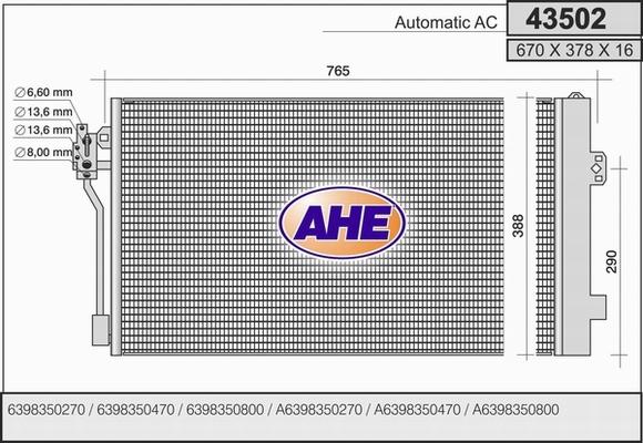 AHE 43502 - Condensatore, Climatizzatore autozon.pro