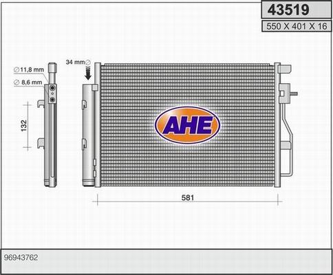 AHE 43519 - Condensatore, Climatizzatore autozon.pro