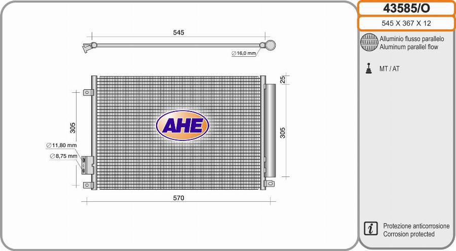 AHE 43585/O - Condensatore, Climatizzatore autozon.pro