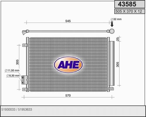 AHE 43585 - Condensatore, Climatizzatore autozon.pro