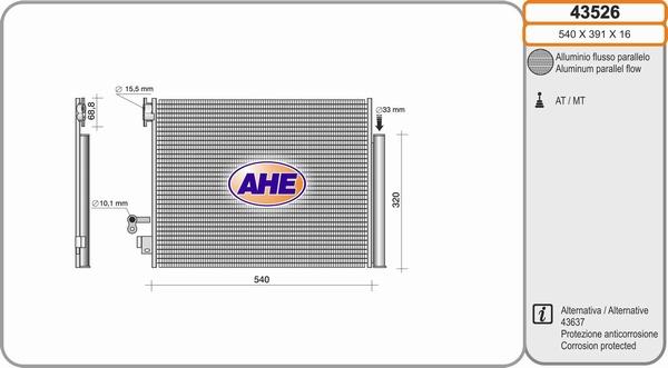 AHE 43526 - Condensatore, Climatizzatore autozon.pro