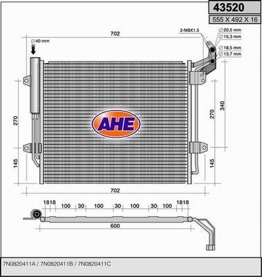 AHE 43520 - Condensatore, Climatizzatore autozon.pro