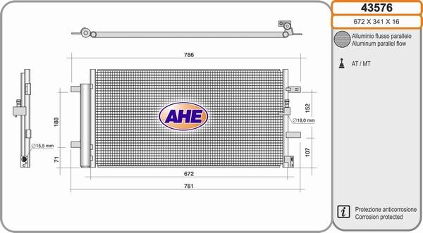 AHE 43576 - Condensatore, Climatizzatore autozon.pro