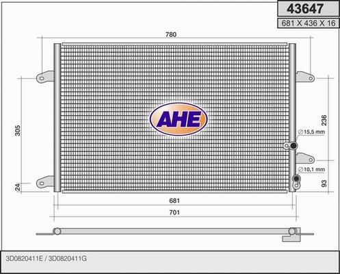 AHE 43647 - Condensatore, Climatizzatore autozon.pro