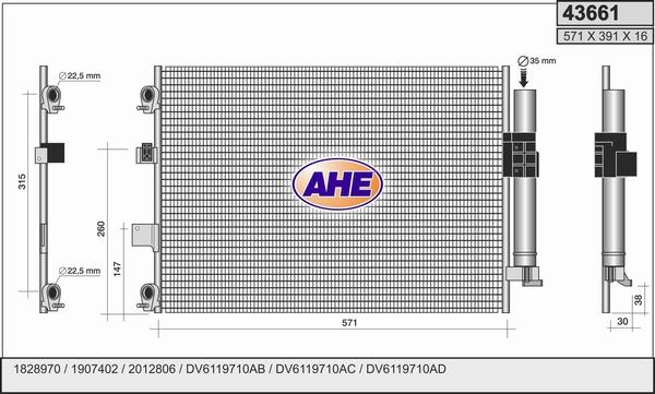 AHE 43661 - Condensatore, Climatizzatore autozon.pro