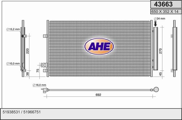 AHE 43663 - Condensatore, Climatizzatore autozon.pro