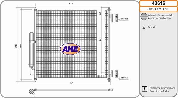 AHE 43616 - Condensatore, Climatizzatore autozon.pro