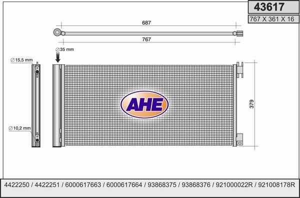 AHE 43617 - Condensatore, Climatizzatore autozon.pro