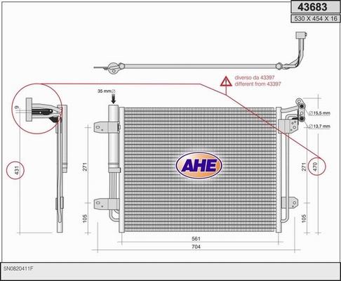 AHE 43683 - Condensatore, Climatizzatore autozon.pro