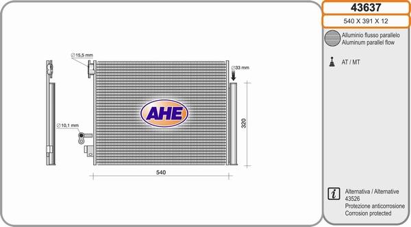 AHE 43637 - Condensatore, Climatizzatore autozon.pro