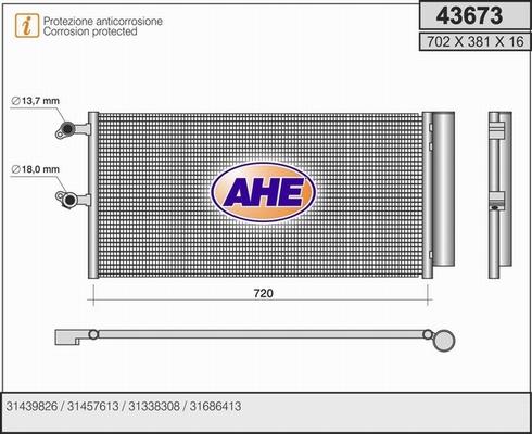 AHE 43673 - Condensatore, Climatizzatore autozon.pro