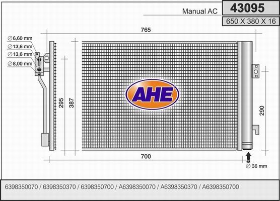 AHE 43095 - Condensatore, Climatizzatore autozon.pro