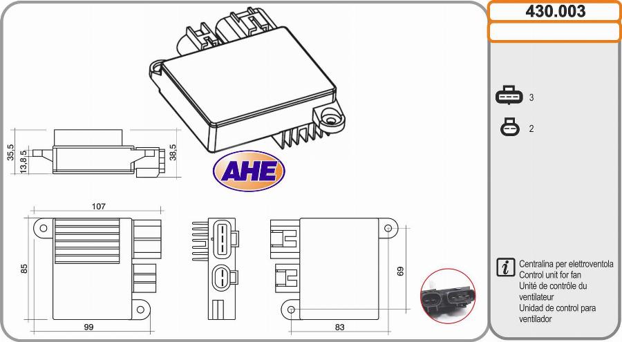 AHE 430.003 - Centralina, Ventola elettr. (Raffreddamento motore) autozon.pro