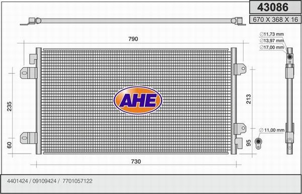 AHE 43086 - Condensatore, Climatizzatore autozon.pro