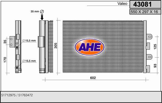 AHE 43081 - Condensatore, Climatizzatore autozon.pro