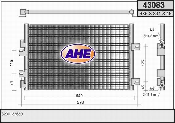 AHE 43083 - Condensatore, Climatizzatore autozon.pro