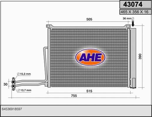 AHE 43074 - Condensatore, Climatizzatore autozon.pro