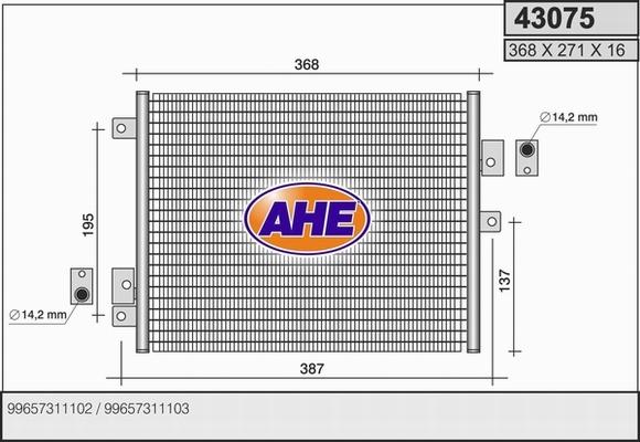 AHE 43075 - Condensatore, Climatizzatore autozon.pro