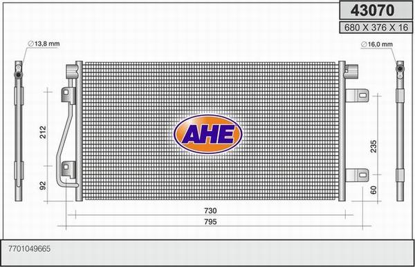 AHE 43070 - Condensatore, Climatizzatore autozon.pro