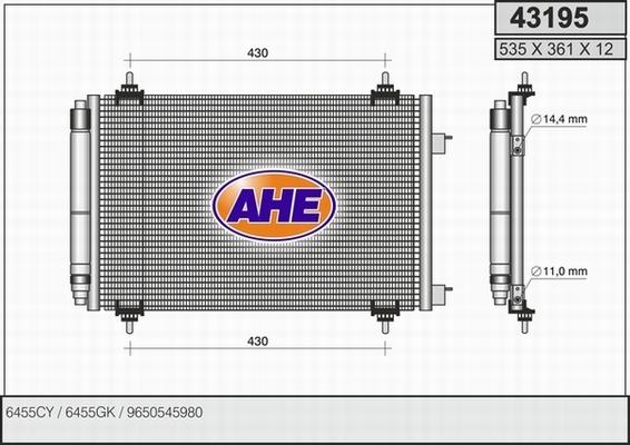 AHE 43195 - Condensatore, Climatizzatore autozon.pro