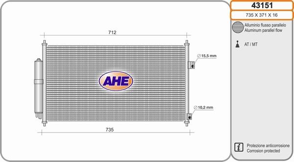 AHE 43151 - Condensatore, Climatizzatore autozon.pro