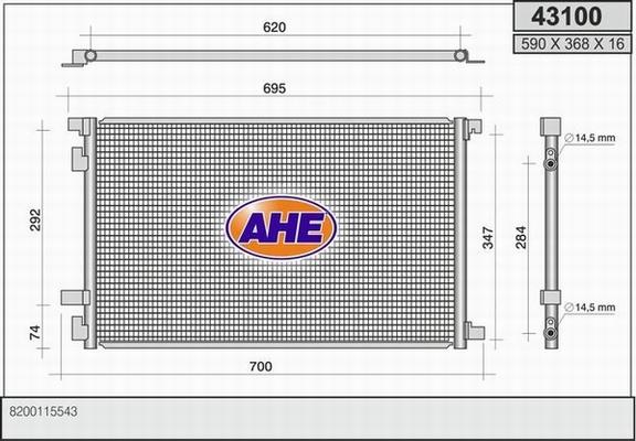 AHE 43100 - Condensatore, Climatizzatore autozon.pro