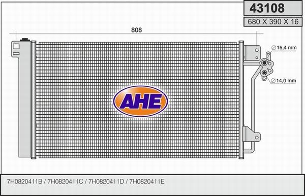 AHE 43108 - Condensatore, Climatizzatore autozon.pro