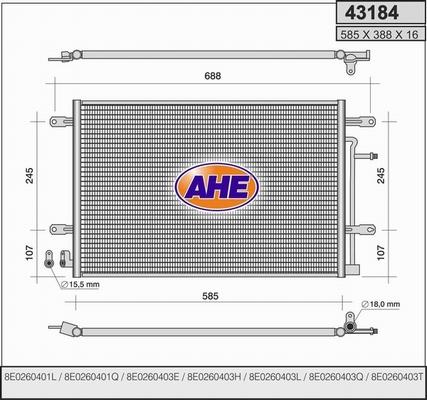 AHE 43184 - Condensatore, Climatizzatore autozon.pro