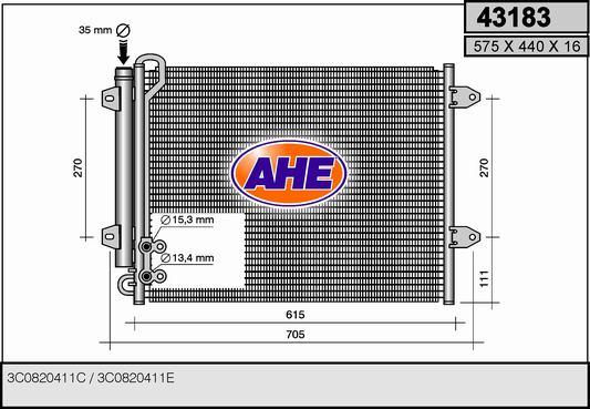 AHE 43183 - Condensatore, Climatizzatore autozon.pro