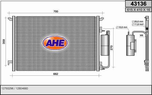 AHE 43136 - Condensatore, Climatizzatore autozon.pro