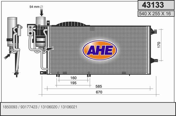 AHE 43133 - Condensatore, Climatizzatore autozon.pro