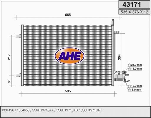 AHE 43171 - Condensatore, Climatizzatore autozon.pro