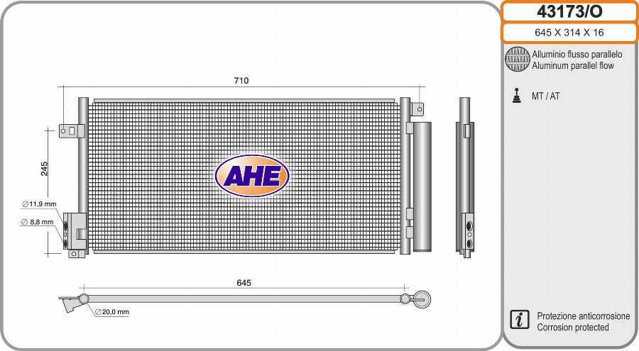 AHE 43173/O - Condensatore, Climatizzatore autozon.pro