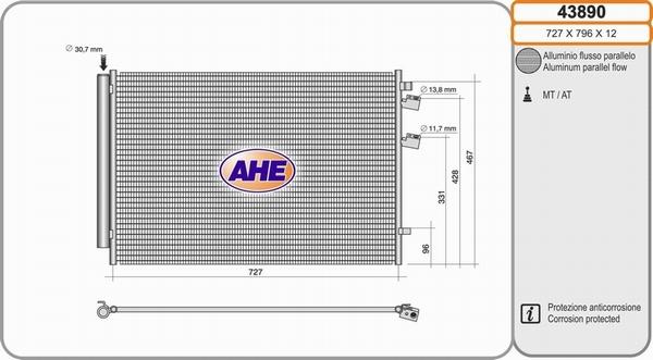 AHE 43890 - Condensatore, Climatizzatore autozon.pro