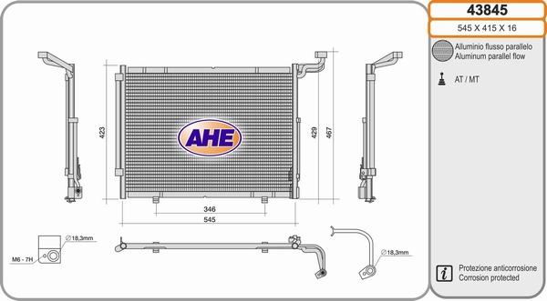 AHE 43845 - Condensatore, Climatizzatore autozon.pro