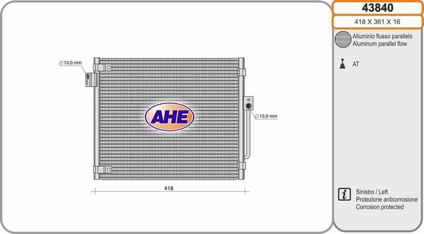 AHE 43840 - Condensatore, Climatizzatore autozon.pro