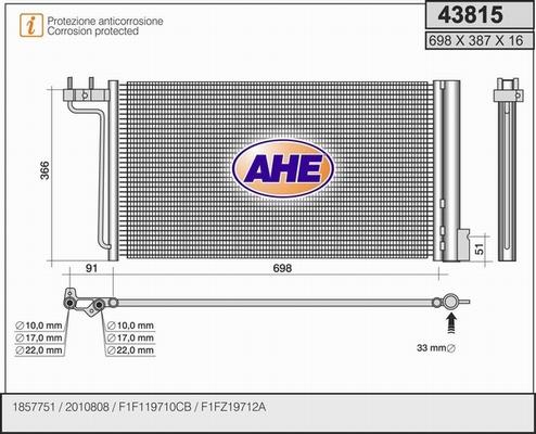 AHE 43815 - Condensatore, Climatizzatore autozon.pro