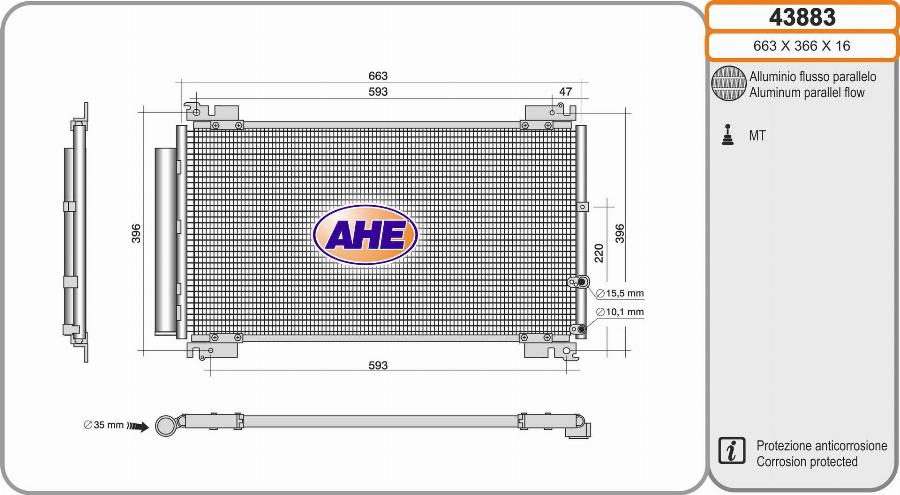 AHE 43883 - Condensatore, Climatizzatore autozon.pro