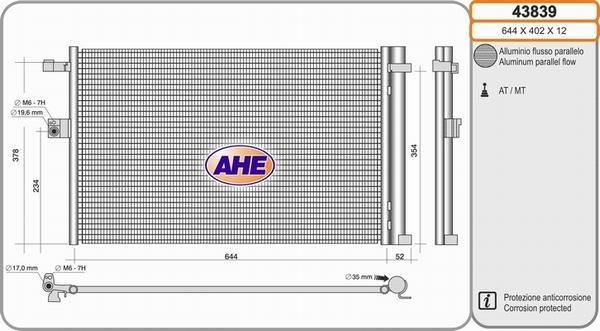 AHE 43839 - Condensatore, Climatizzatore autozon.pro