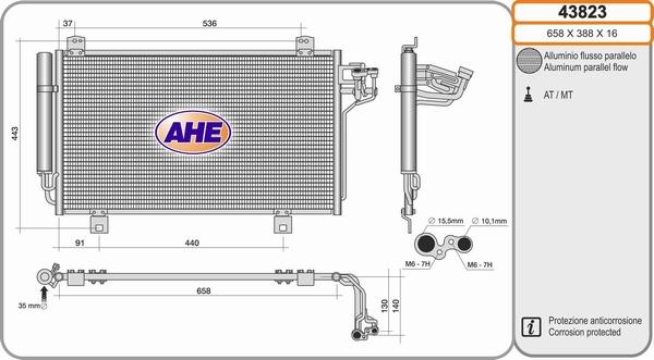 AHE 43823 - Condensatore, Climatizzatore autozon.pro