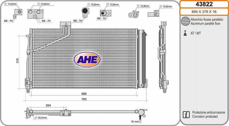 AHE 43822 - Condensatore, Climatizzatore autozon.pro