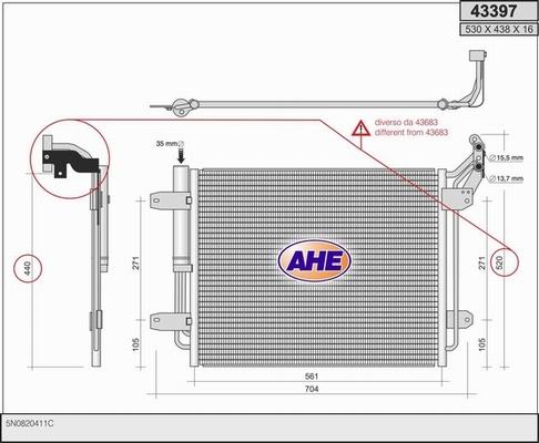 AHE 43397 - Condensatore, Climatizzatore autozon.pro