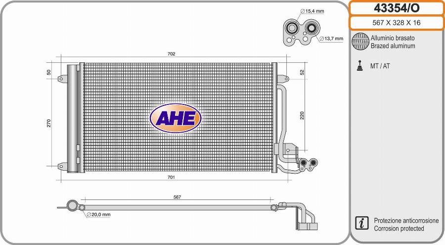 AHE 43354/O - Condensatore, Climatizzatore autozon.pro