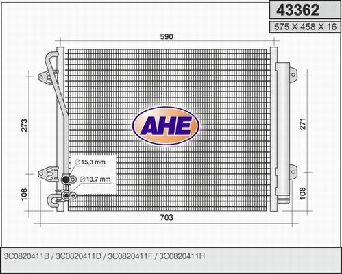 AHE 43362 - Condensatore, Climatizzatore autozon.pro