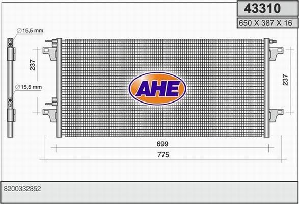 AHE 43310 - Condensatore, Climatizzatore autozon.pro